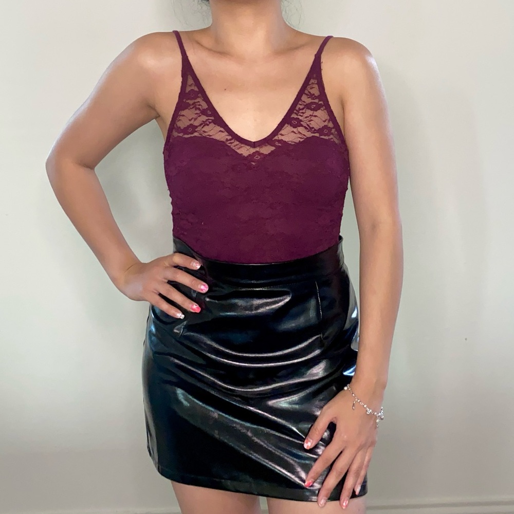 Maroon Red Lace Body Suit